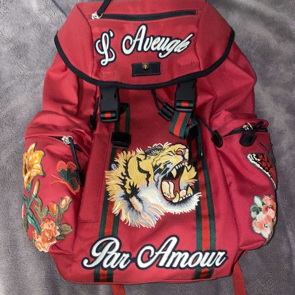 BRAND NEW Red Gucci Backpack with Embroidery💥